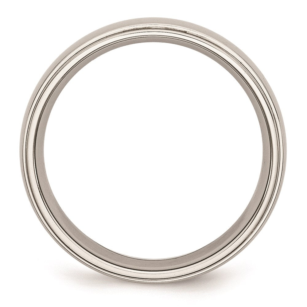 Unisex Fashion Jewelry, Chisel Brand Stainless Steel Ridged Edge 6mm Polished Ring Band