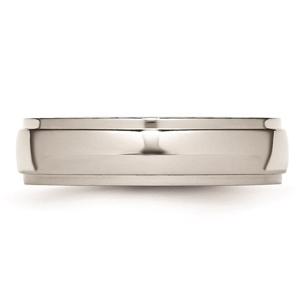 Unisex Fashion Jewelry, Chisel Brand Stainless Steel Ridged Edge 6mm Polished Ring Band
