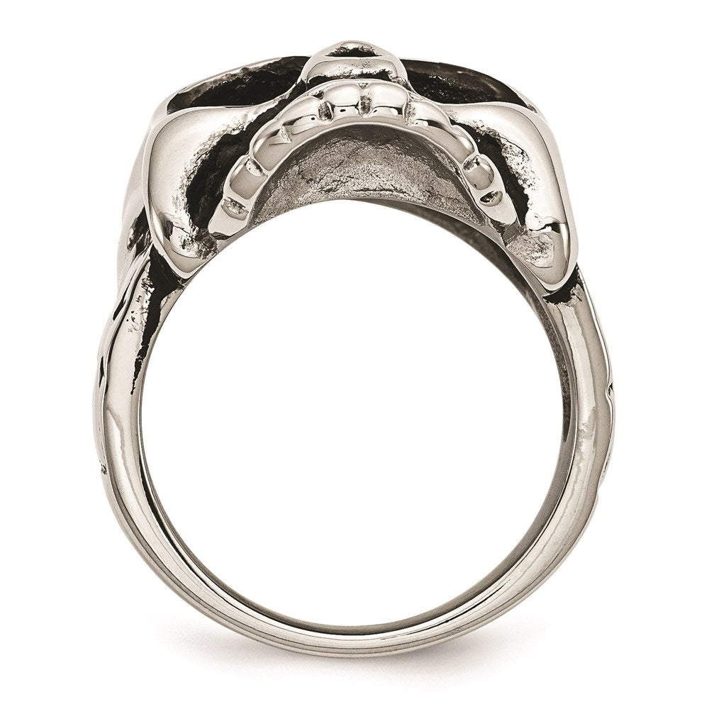 Men's Fashion Jewelry, Chisel Brand Stainless Steel Polished and Antiqued Skull Ring