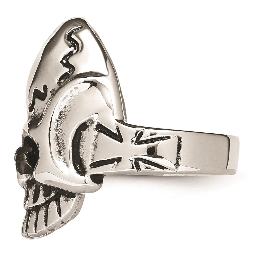 Men's Fashion Jewelry, Chisel Brand Stainless Steel Polished and Antiqued Skull Ring