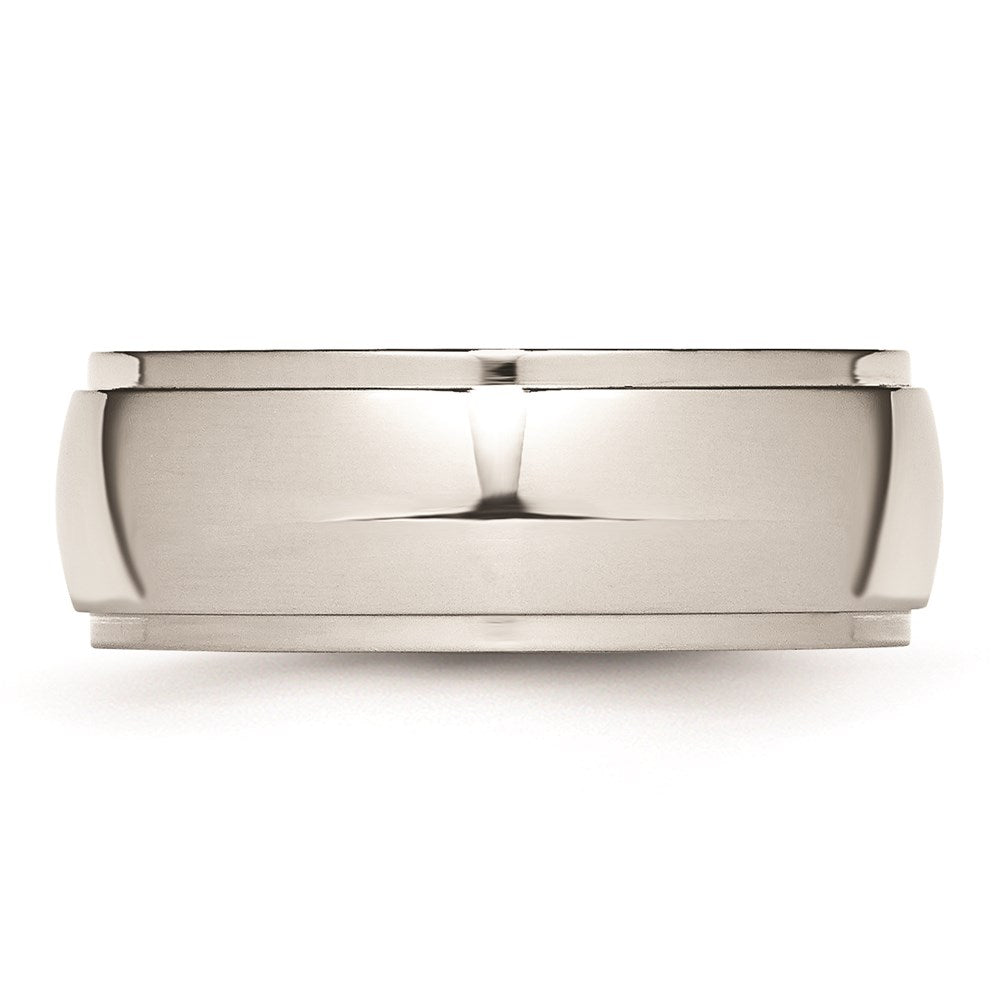 Unisex Fashion Jewelry, Chisel Brand Stainless Steel Ridged Edge 8mm Polished Ring Band