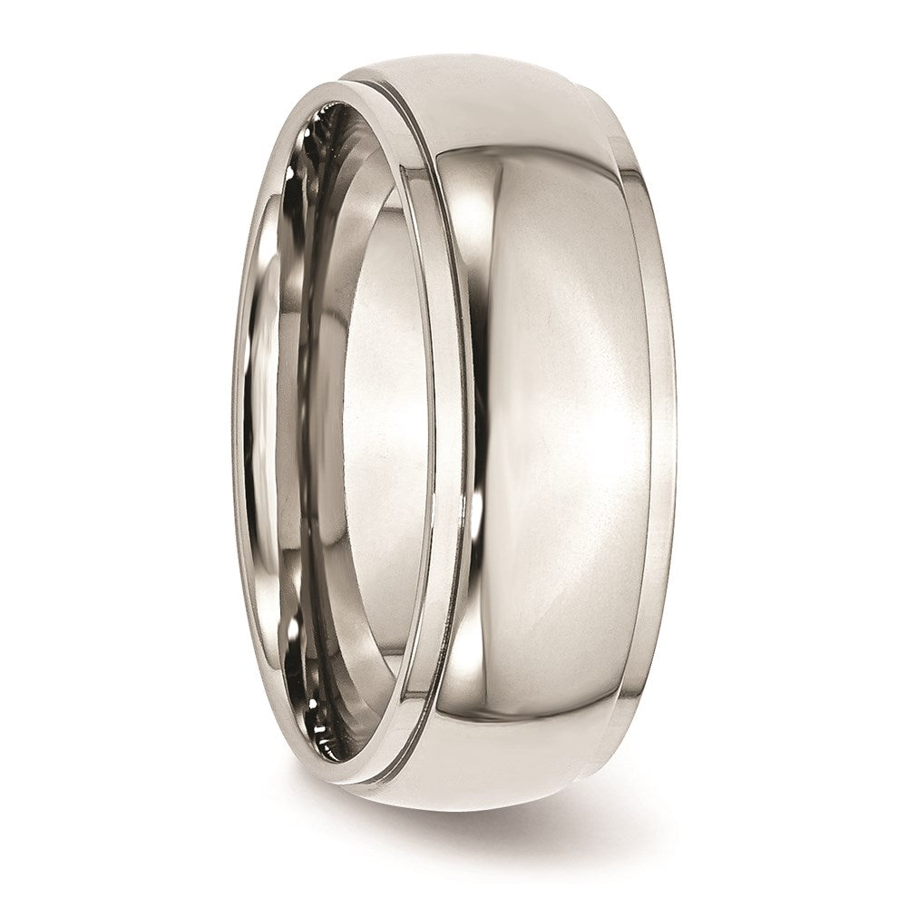 Unisex Fashion Jewelry, Chisel Brand Stainless Steel Ridged Edge 8mm Polished Ring Band