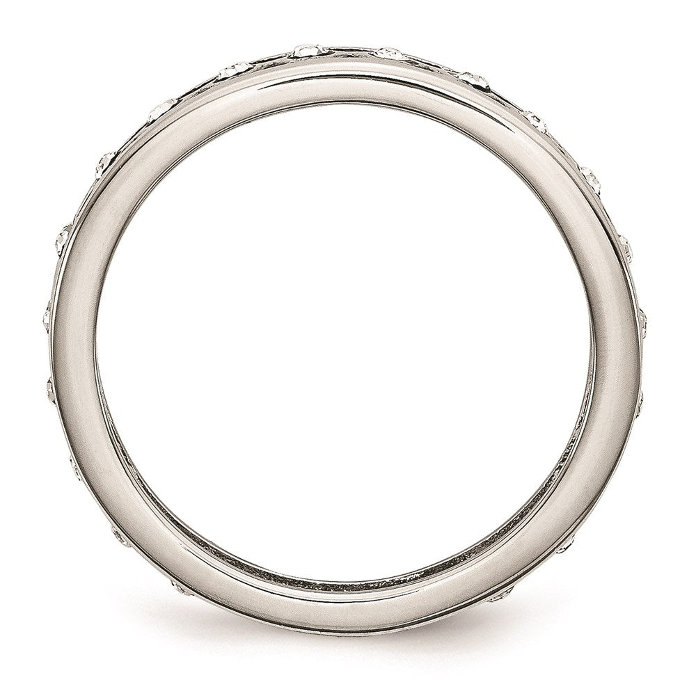 Unisex Fashion Jewelry, Chisel Brand Stainless Steel Polished Crystal 4.50mm Ring Band