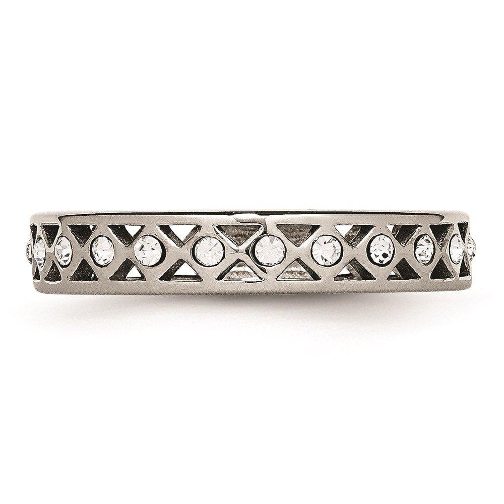 Unisex Fashion Jewelry, Chisel Brand Stainless Steel Polished Crystal 4.50mm Ring Band