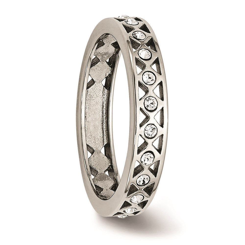 Unisex Fashion Jewelry, Chisel Brand Stainless Steel Polished Crystal 4.50mm Ring Band