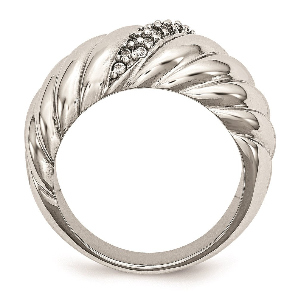 Women's Fashion Jewelry, Chisel Brand Stainless Steel Polished CZ Ring