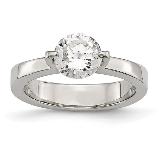 Women's Fashion Jewelry, Chisel Brand Stainless Steel Polished CZ Ring