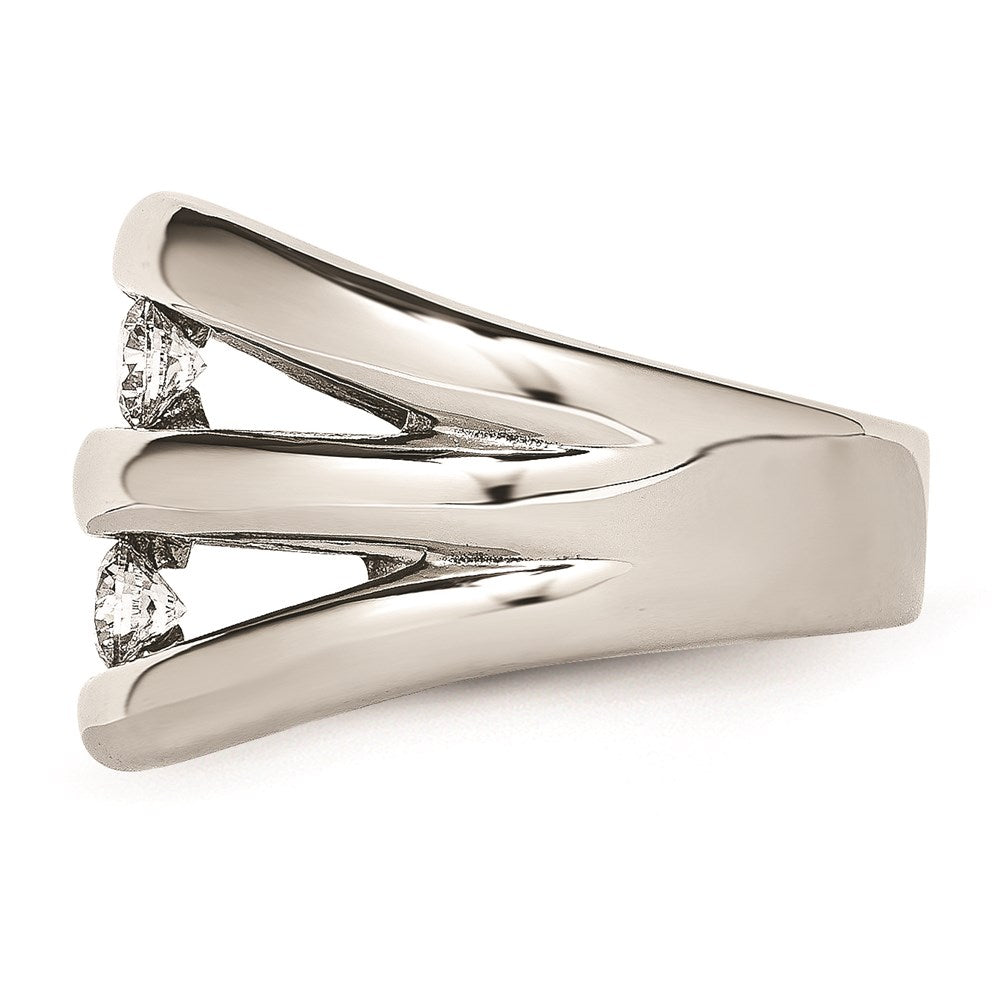 Women's Fashion Jewelry, Chisel Brand Stainless Steel Polished CZ Ring