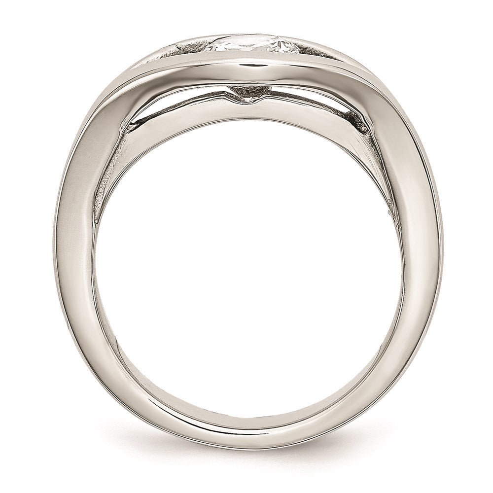 Women's Fashion Jewelry, Chisel Brand Stainless Steel Polished CZ Ring