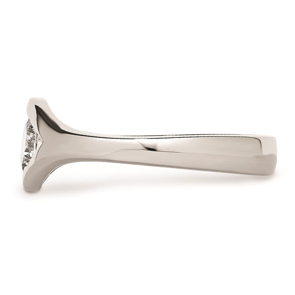 Women's Fashion Jewelry, Chisel Brand Stainless Steel Polished CZ Ring