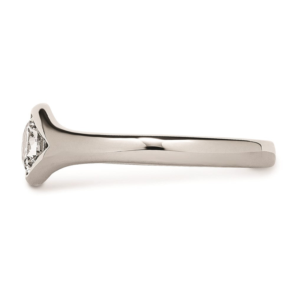 Women's Fashion Jewelry, Chisel Brand Stainless Steel Polished CZ Ring
