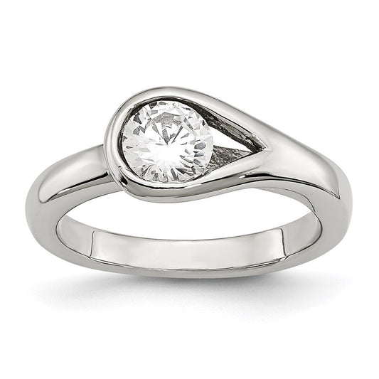 Women's Fashion Jewelry, Chisel Brand Stainless Steel Polished CZ Ring