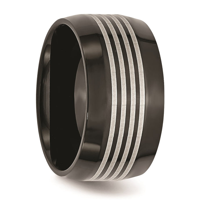 Unisex Fashion Jewelry, Chisel Brand Stainless Steel Polished Black IP-plated 12.00mm Ring Band