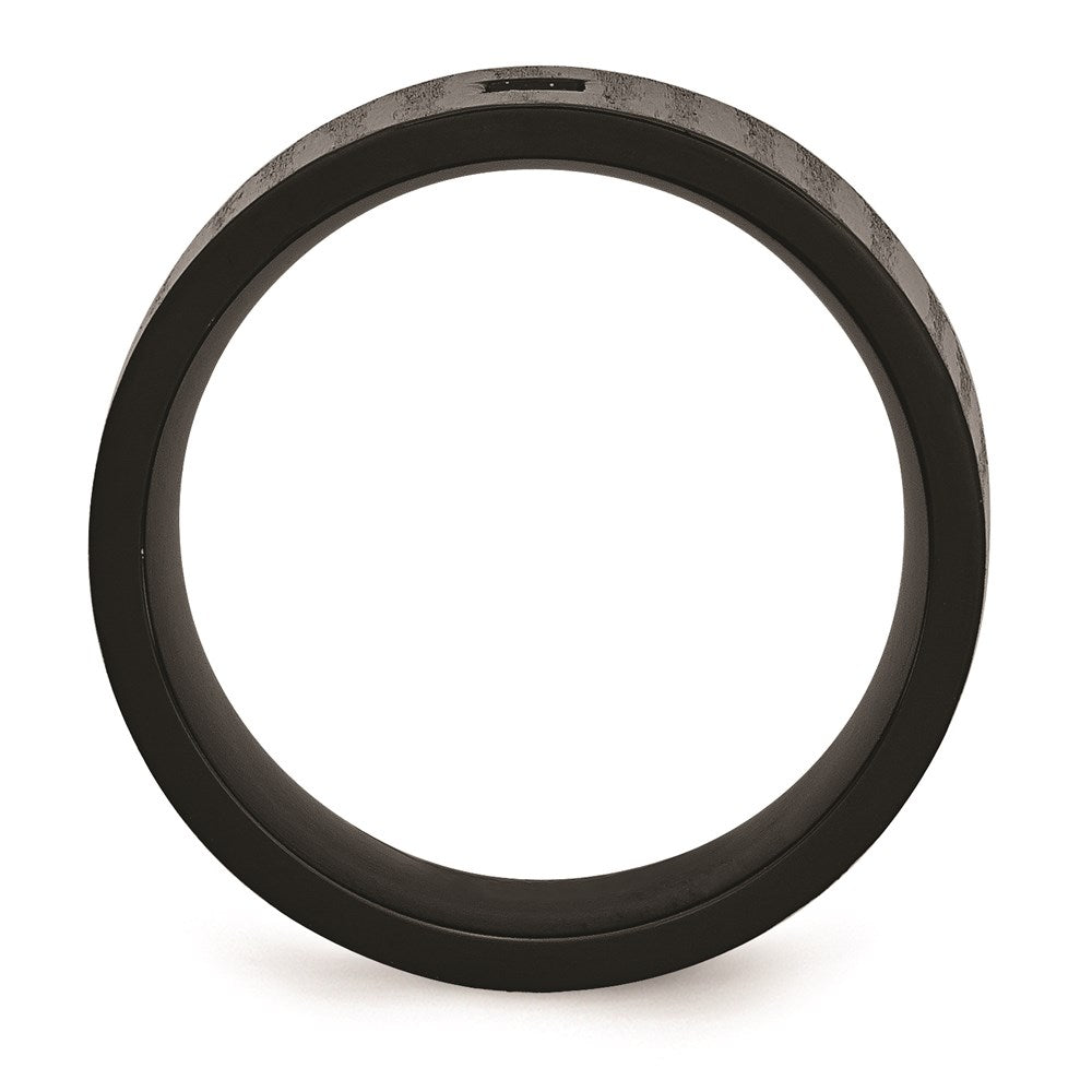 Unisex Fashion Jewelry, Chisel Brand Stainless Steel Brushed/Polished Black IP-plated w/CZ Ring