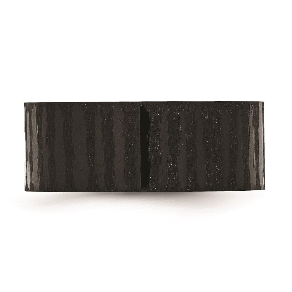 Unisex Fashion Jewelry, Chisel Brand Stainless Steel Brushed/Polished Black IP-plated w/CZ Ring