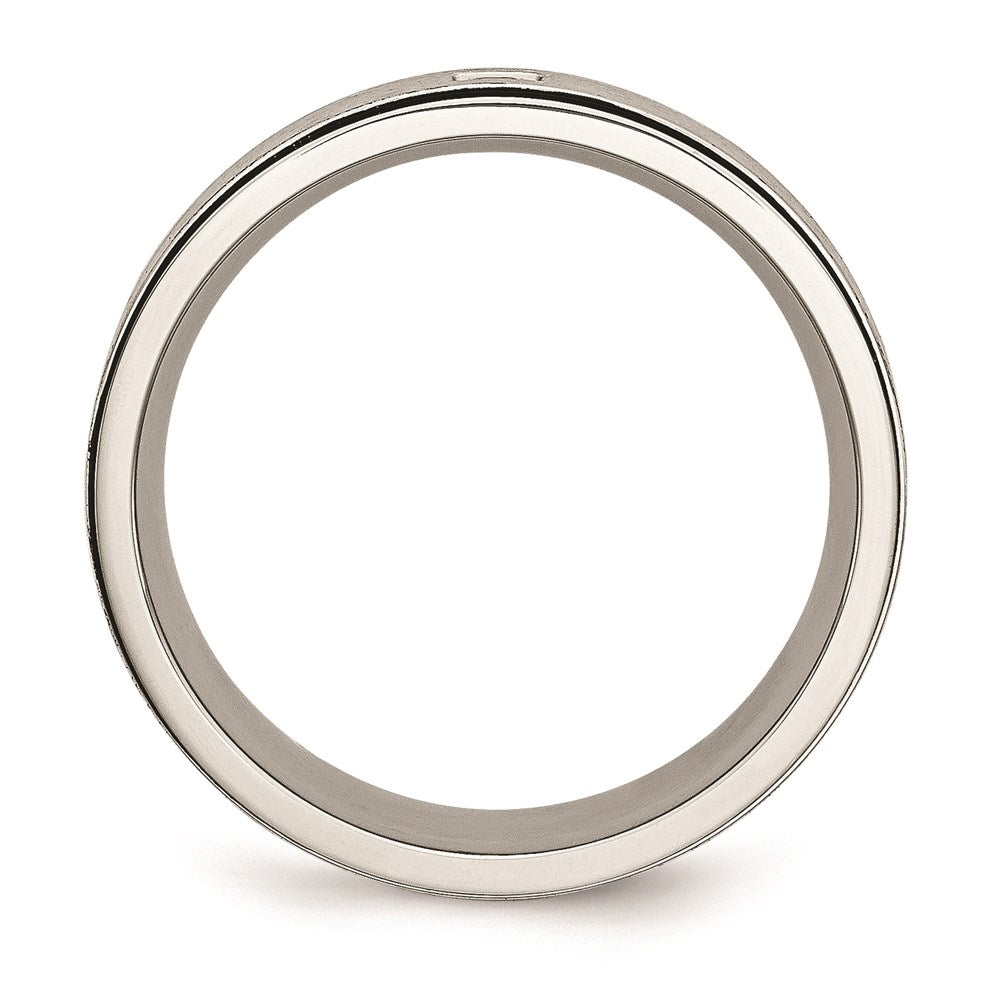 Unisex Fashion Jewelry, Chisel Brand Stainless Steel Brushed/Polished Black IP-plated w/Black CZ Ring
