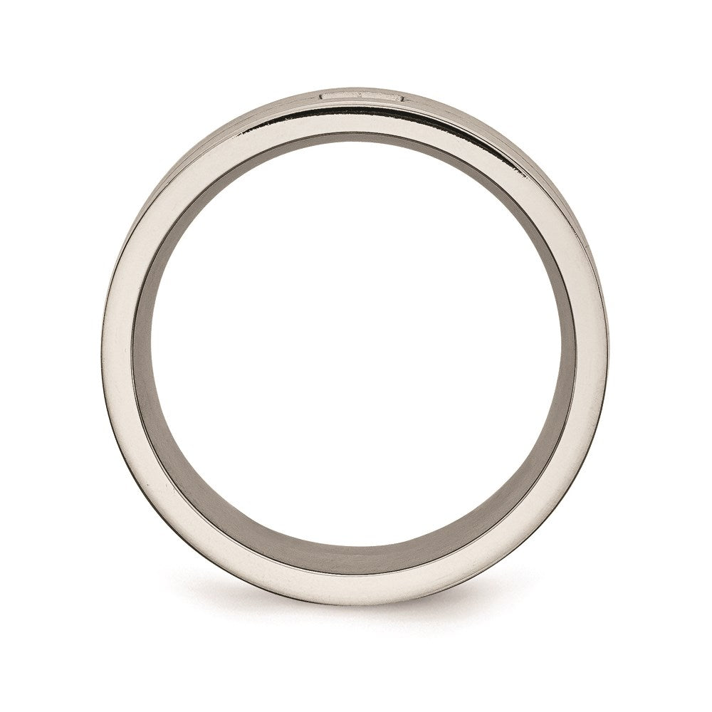 Unisex Fashion Jewelry, Chisel Brand Stainless Steel Brushed and Polished w/CZ Ring