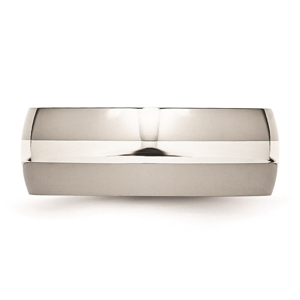 Unisex Fashion Jewelry, Chisel Brand Stainless Steel Sterling Silver Inlay 8mm Polished Ring Band
