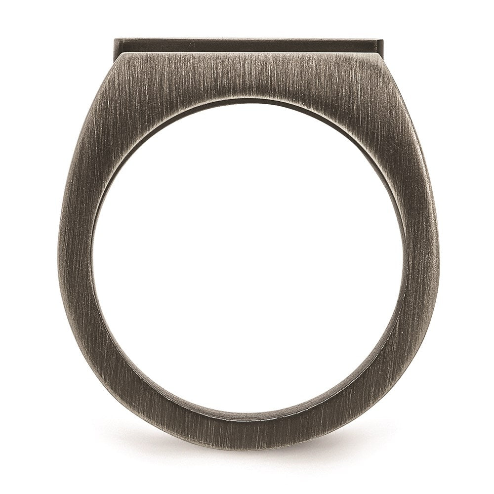 Men's Fashion Jewelry, Chisel Brand Stainless Steel Antiqued Brushed w/Black CZ Ring