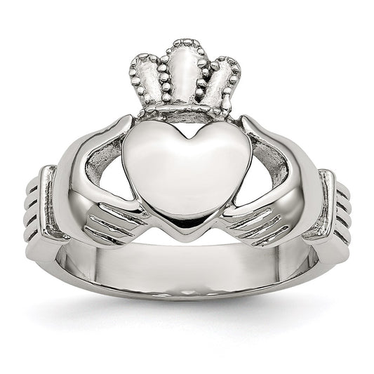 Unisex Fashion Jewelry, Chisel Brand Stainless Steel Polished Claddagh Ring