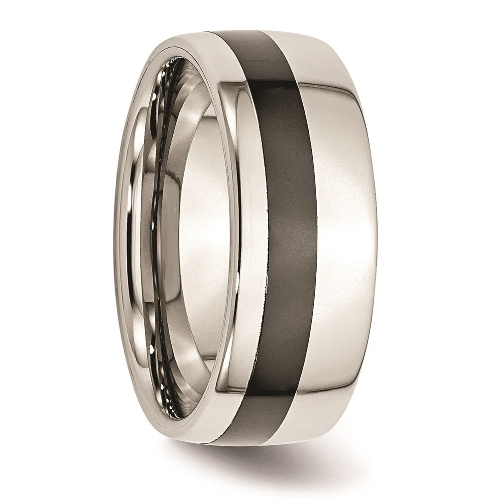 Unisex Fashion Jewelry, Chisel Brand Stainless Steel Polished Black Ceramic Inlay 9.00mm Ring Band