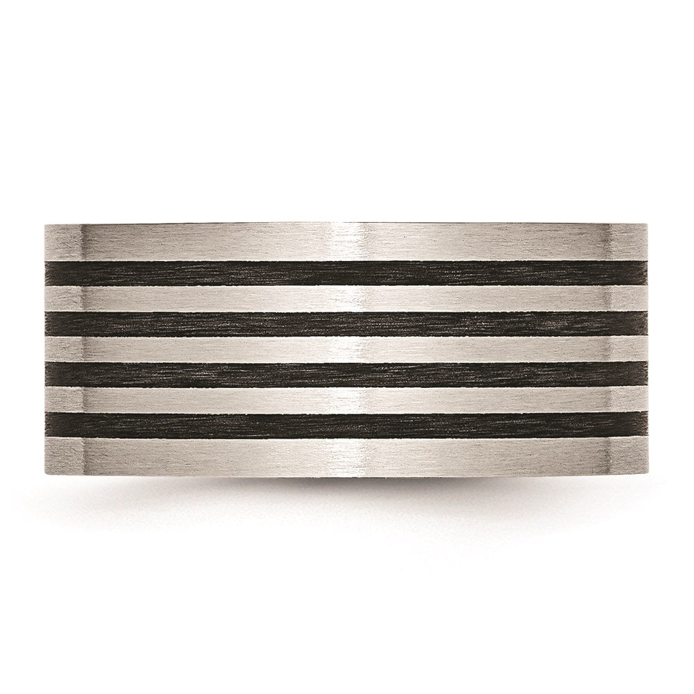 Men's Fashion Jewelry, Chisel Brand Stainless Steel Brushed Black Rubber 10.00mm Ring
