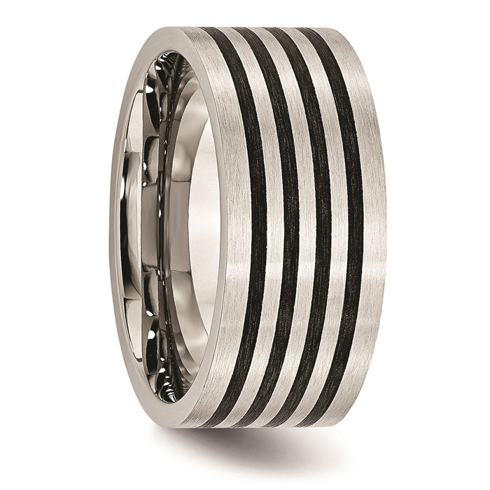 Men's Fashion Jewelry, Chisel Brand Stainless Steel Brushed Black Rubber 10.00mm Ring