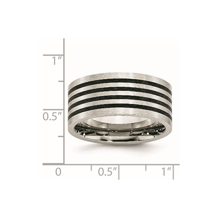 Men's Fashion Jewelry, Chisel Brand Stainless Steel Brushed Black Rubber 10.00mm Ring