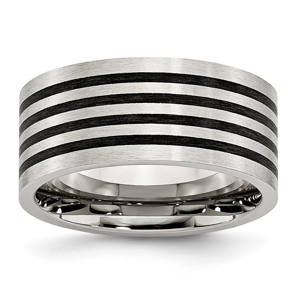Men's Fashion Jewelry, Chisel Brand Stainless Steel Brushed Black Rubber 10.00mm Ring