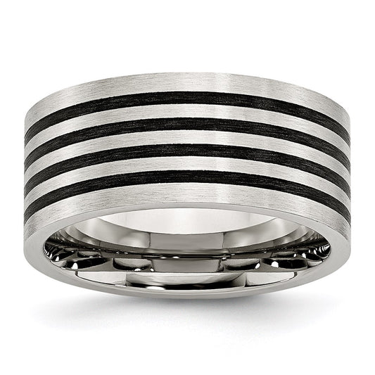 Men's Fashion Jewelry, Chisel Brand Stainless Steel Brushed Black Rubber 10.00mm Ring