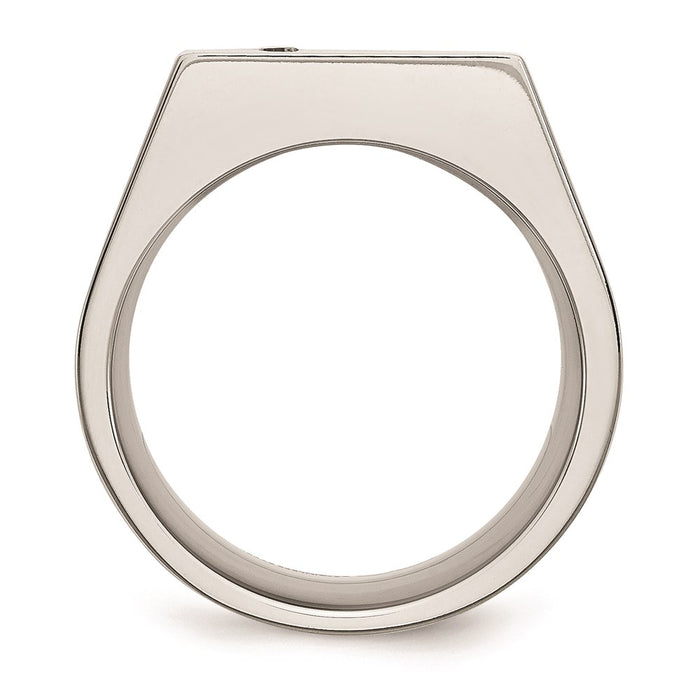 Men's Fashion Jewelry, Chisel Brand Stainless Steel Polished CZ Signet Ring