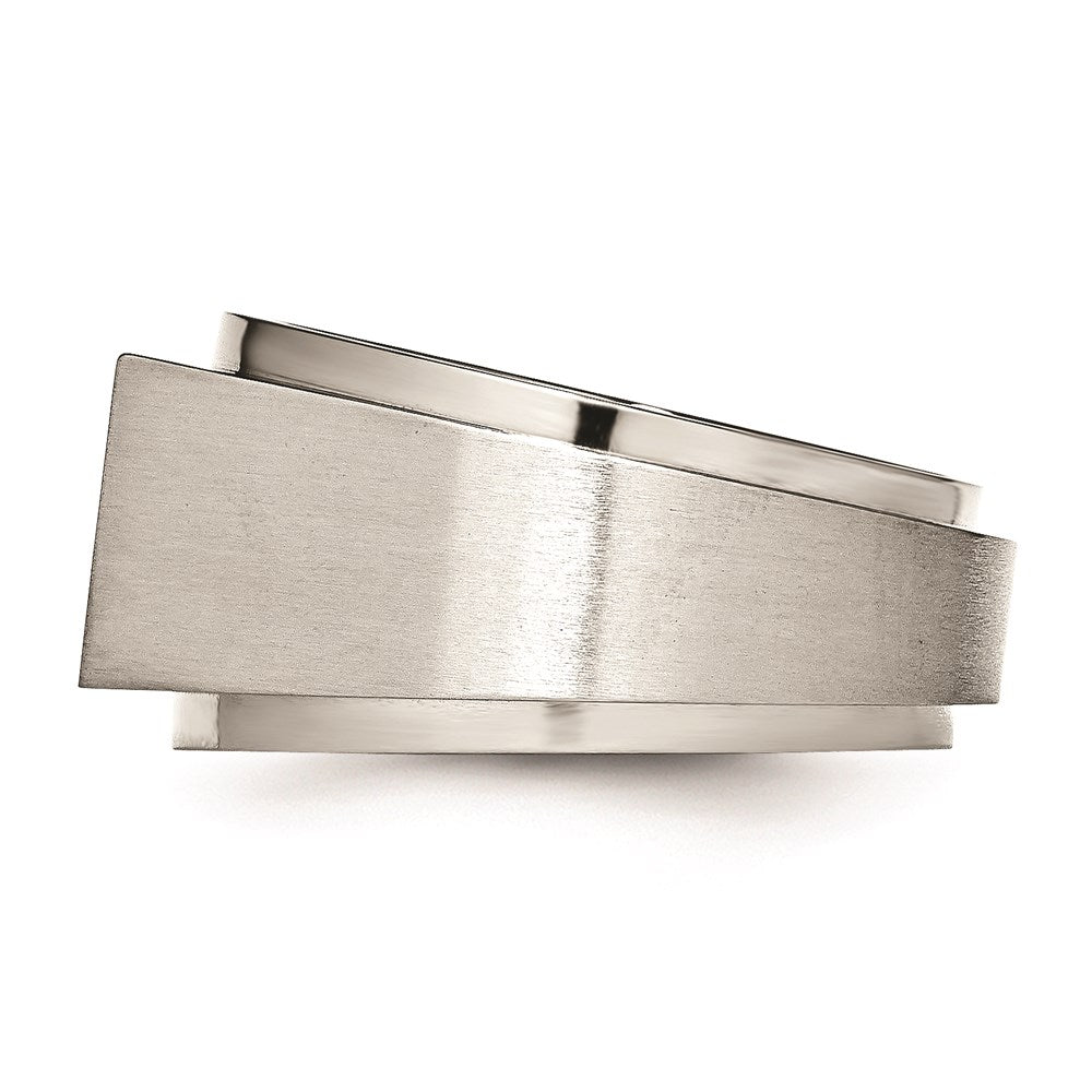 Men's Fashion Jewelry, Chisel Brand Stainless Steel Polished and Brushed CZ Signet Ring