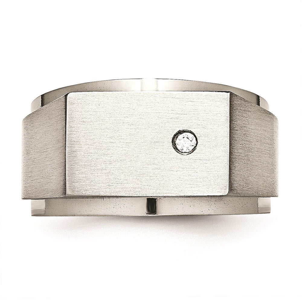 Men's Fashion Jewelry, Chisel Brand Stainless Steel Polished and Brushed CZ Signet Ring