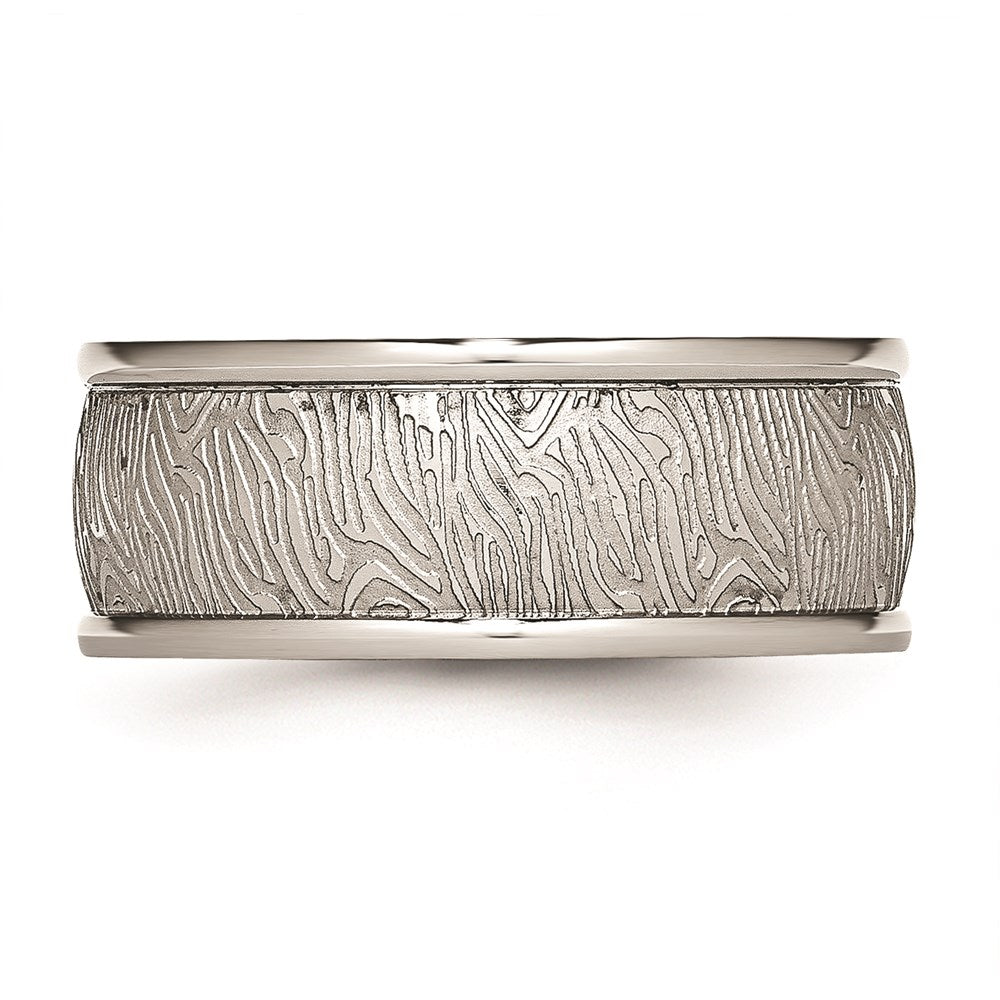Men's Fashion Jewelry, Chisel Brand Stainless Steel Polished 9mm Textured Rounded Edge Ring
