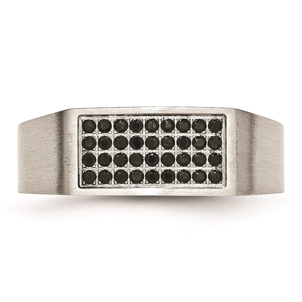 Men's Fashion Jewelry, Chisel Brand Stainless Steel Polished and Brushed Black CZ Ring