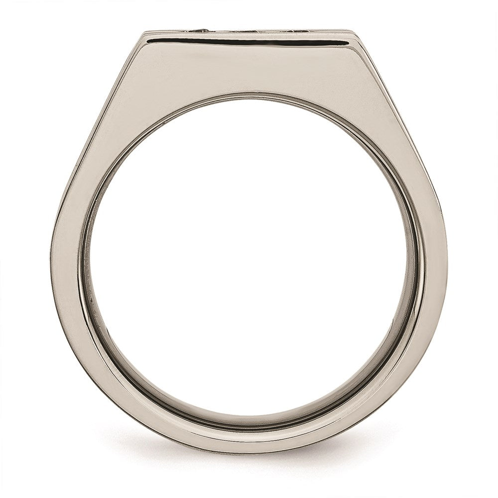 Men's Fashion Jewelry, Chisel Brand Stainless Steel Brushed Black IP-plated CZs Ring