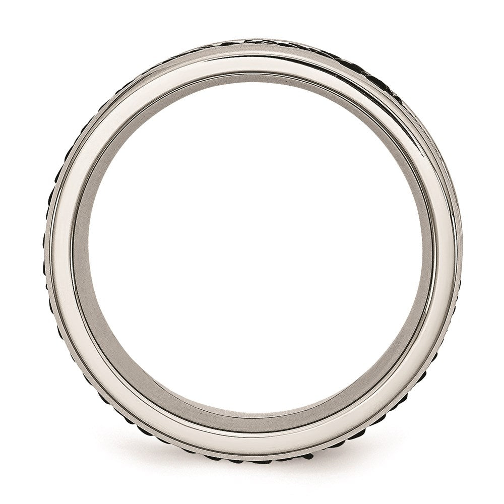Unisex Fashion Jewelry, Chisel Brand Stainless Steel Polished Grooved/Genuine Stingray Textured 8mm Ring