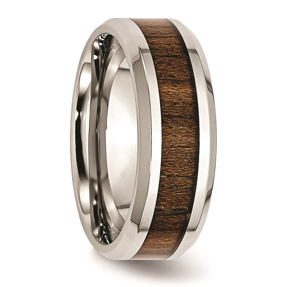 Unisex Fashion Jewelry, Chisel Brand Stainless Steel Polished Wood Inlay Enameled 8.00mm Ring
