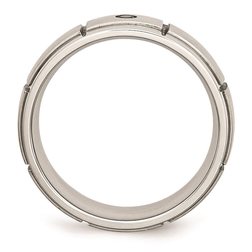 Men's Fashion Jewelry, Chisel Brand Stainless Steel Polished/Brushed Diamond Ring Band