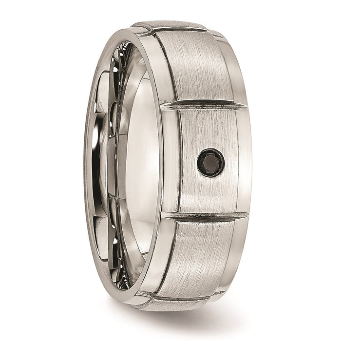 Men's Fashion Jewelry, Chisel Brand Stainless Steel Polished/Brushed Diamond Ring Band