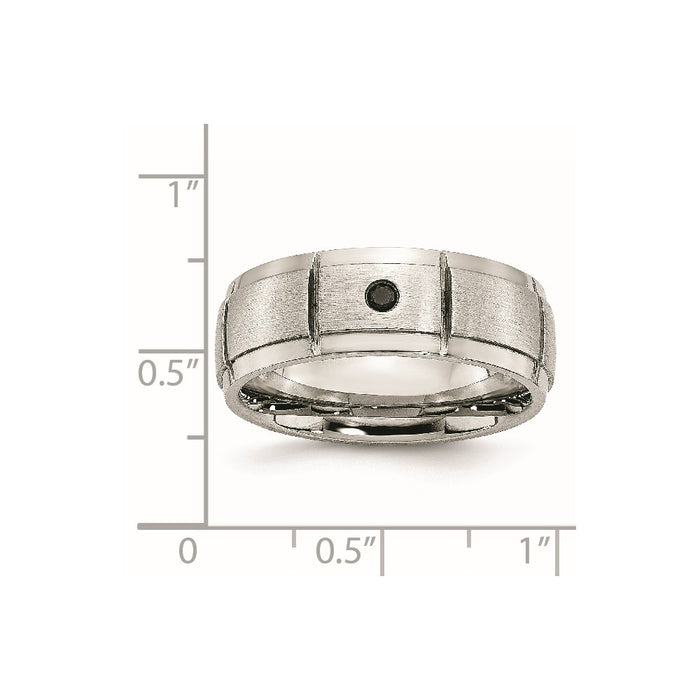 Men's Fashion Jewelry, Chisel Brand Stainless Steel Polished/Brushed Diamond Ring Band
