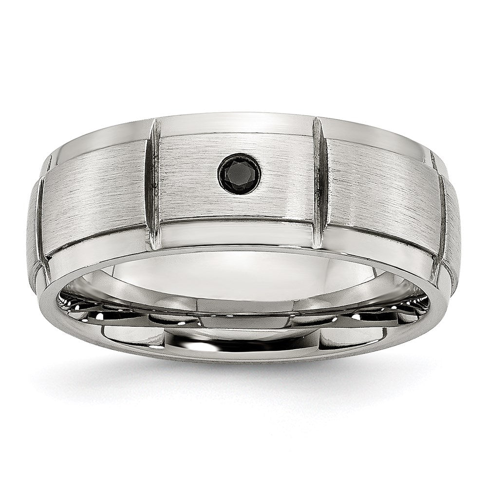 Men's Fashion Jewelry, Chisel Brand Stainless Steel Polished/Brushed Diamond Ring Band
