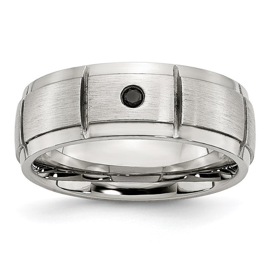Men's Fashion Jewelry, Chisel Brand Stainless Steel Polished/Brushed Diamond Ring Band