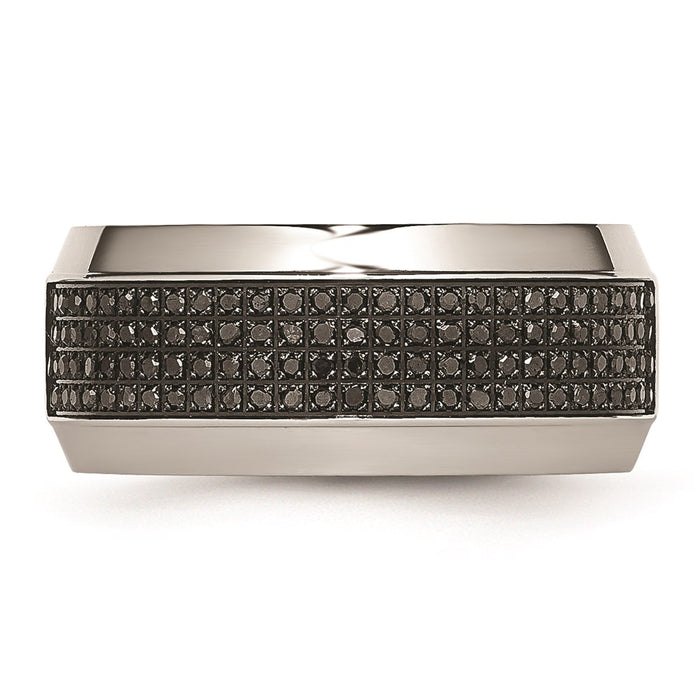 Unisex Fashion Jewelry, Chisel Brand Stainless Steel Polished Diamond Ring Band