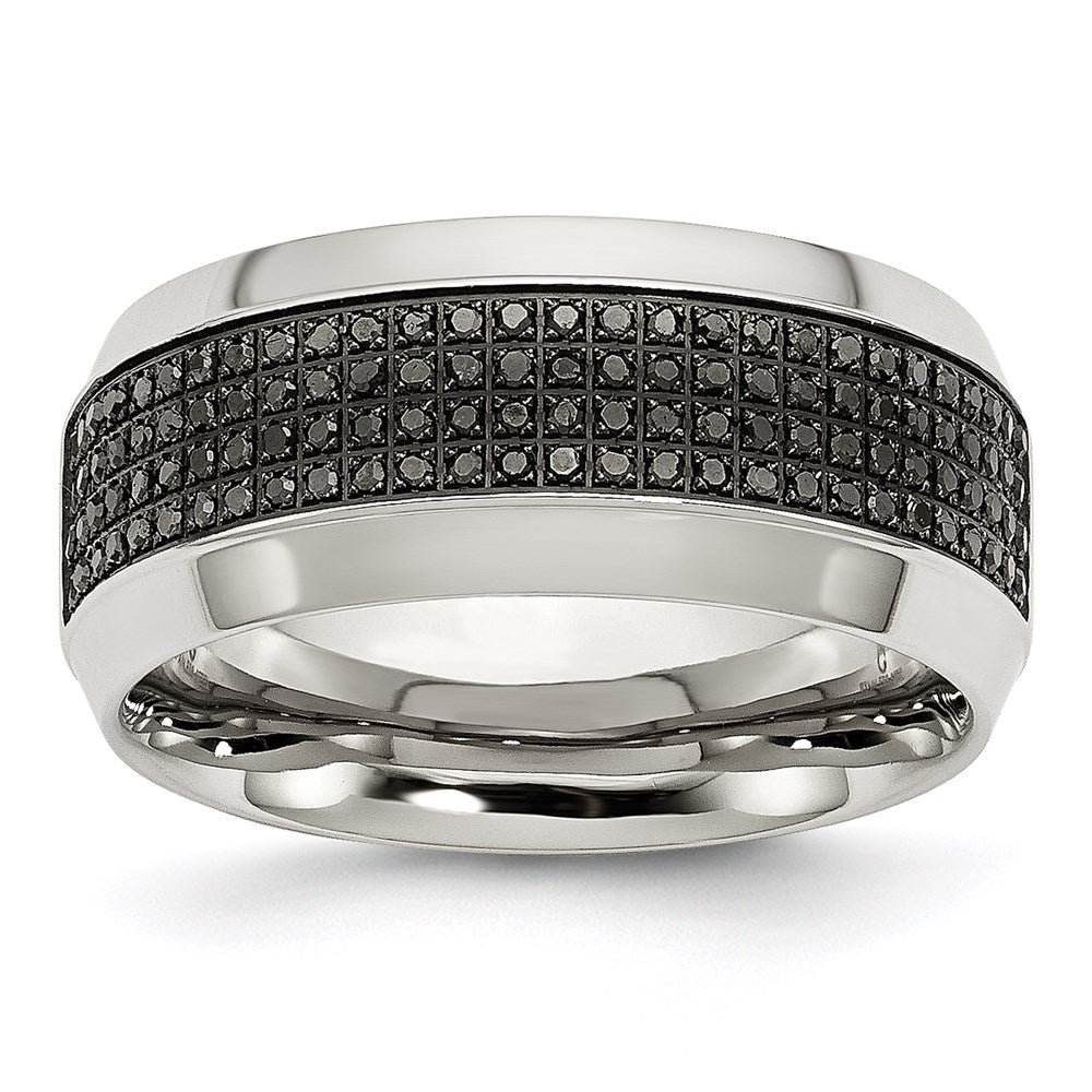Unisex Fashion Jewelry, Chisel Brand Stainless Steel Polished Diamond Ring Band