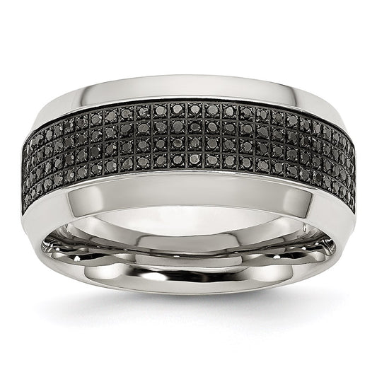 Unisex Fashion Jewelry, Chisel Brand Stainless Steel Polished Diamond Ring Band
