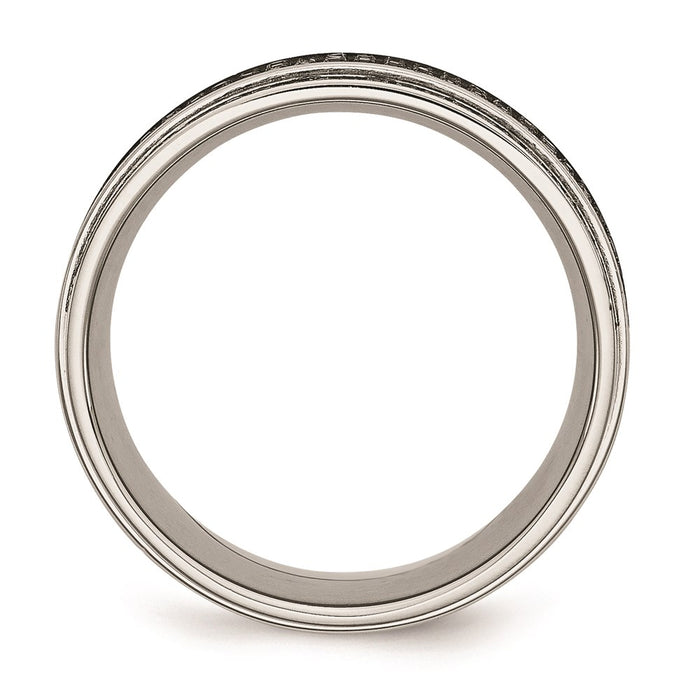 Unisex Fashion Jewelry, Chisel Brand Stainless Steel Polished Diamond Ridged Edge Ring Band