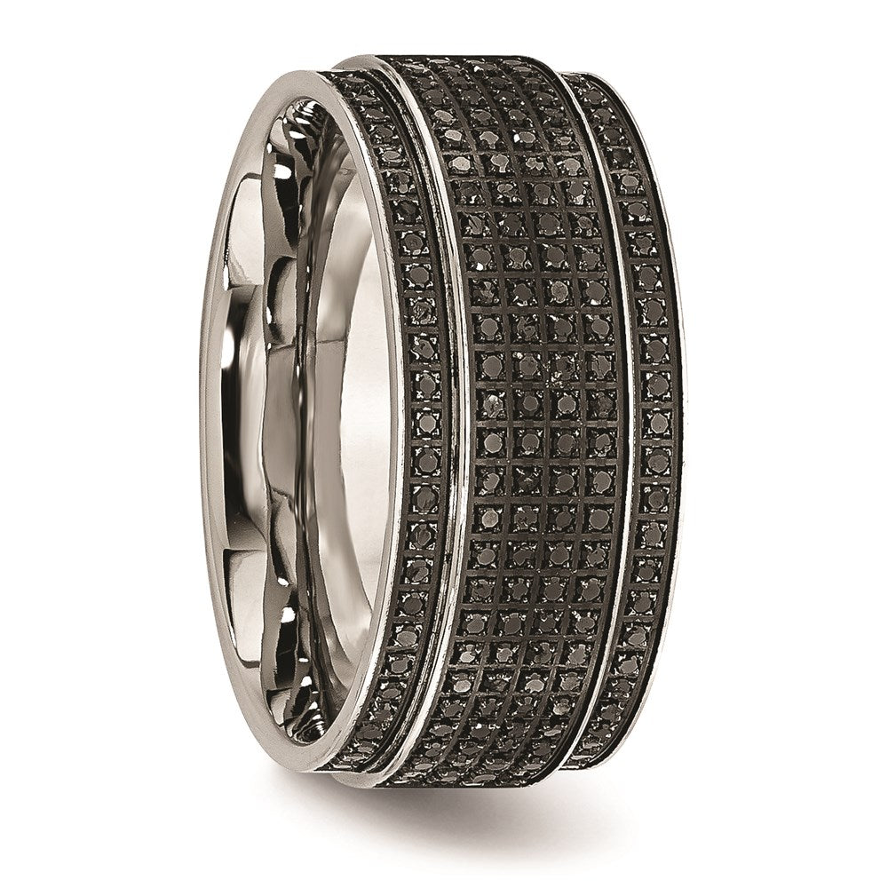 Unisex Fashion Jewelry, Chisel Brand Stainless Steel Polished Diamond Ridged Edge Ring Band