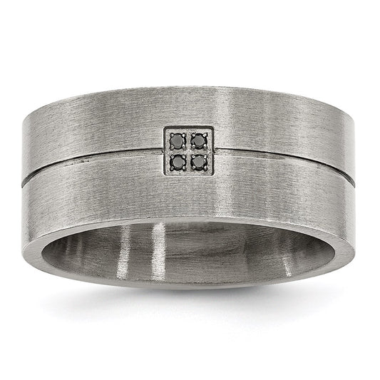 Unisex Fashion Jewelry, Chisel Brand Stainless Steel Matte Black Diamond Ring Band