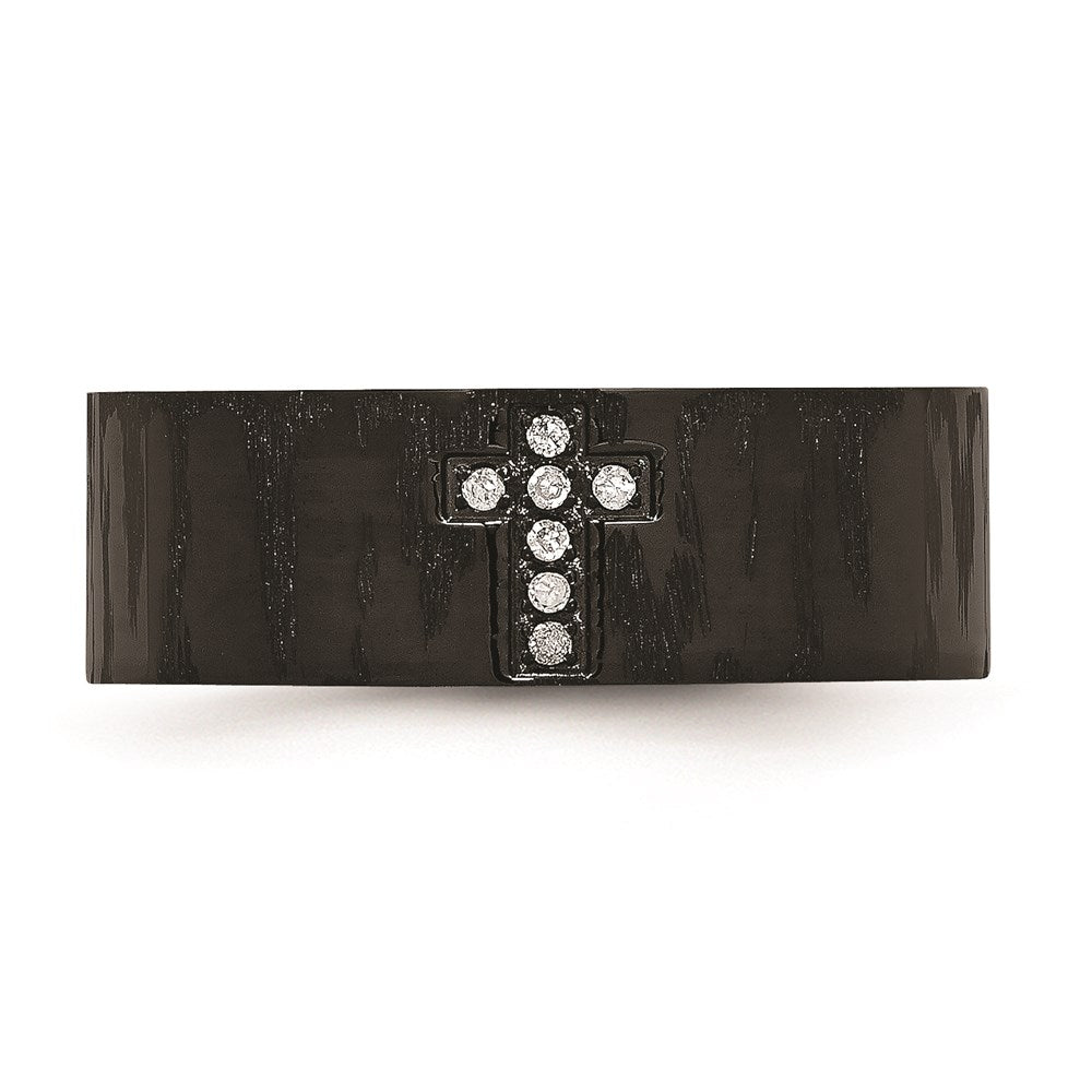 Unisex Fashion Jewelry, Chisel Brand Stainless Steel Polished and Matte Diamond Cross Ring